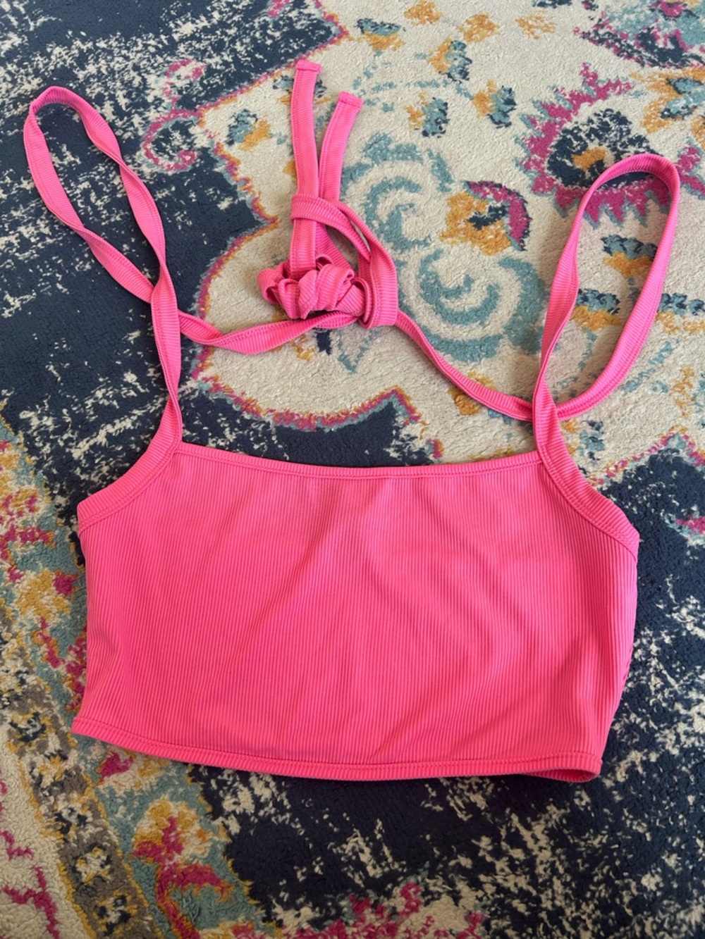 SHEIN Hot Pink Ribbed Cropped Tank